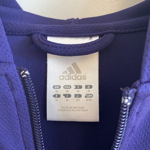 Adidas Women’s Purple Stripe Zipper Climate Hoodie - Picture 2 of 5